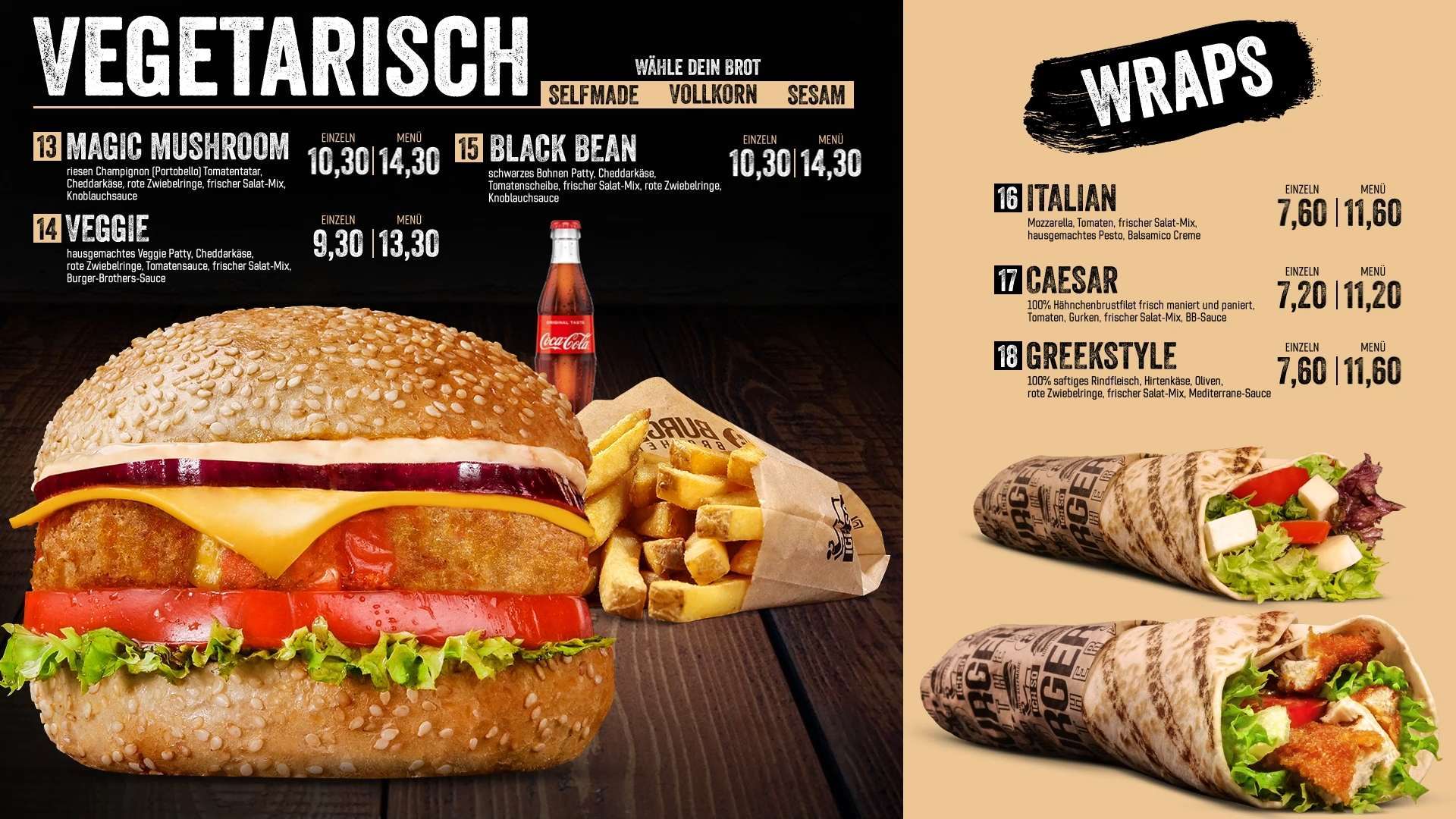 Alle Speisen und Gerichte von Burger Brothers auf einen Blick!